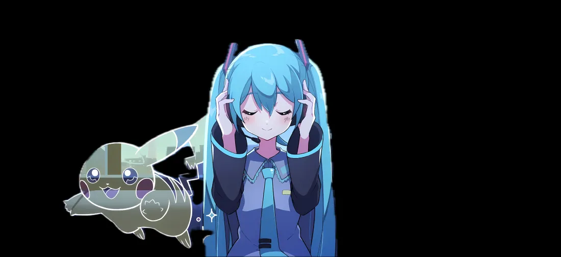 5k初音未来 皮卡丘壁纸｜黑色背景图片 - 宝可梦 二次元「哲风壁纸」