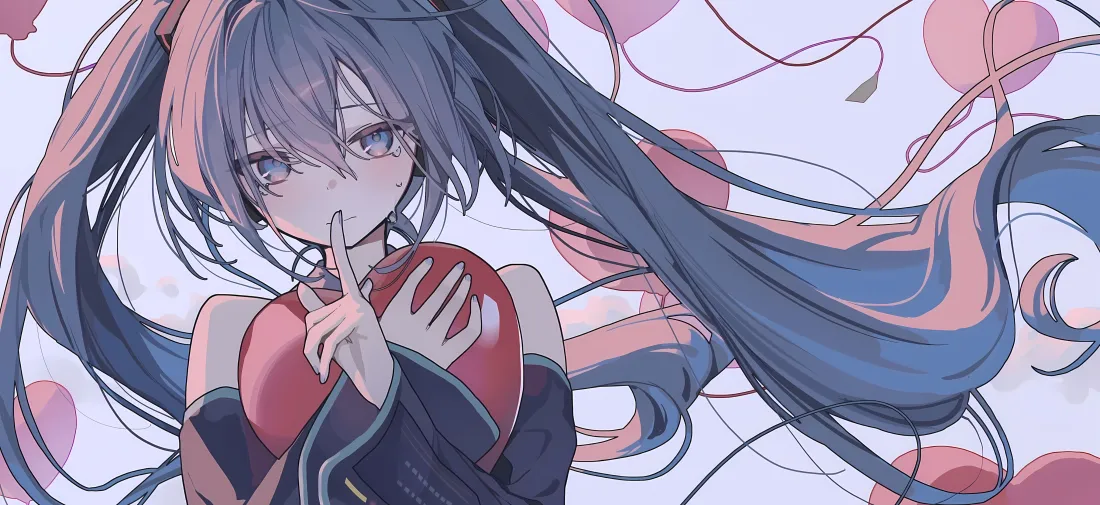 5k初音未来壁纸｜紫粉背景图片 - 忧郁粉心「哲风壁纸」