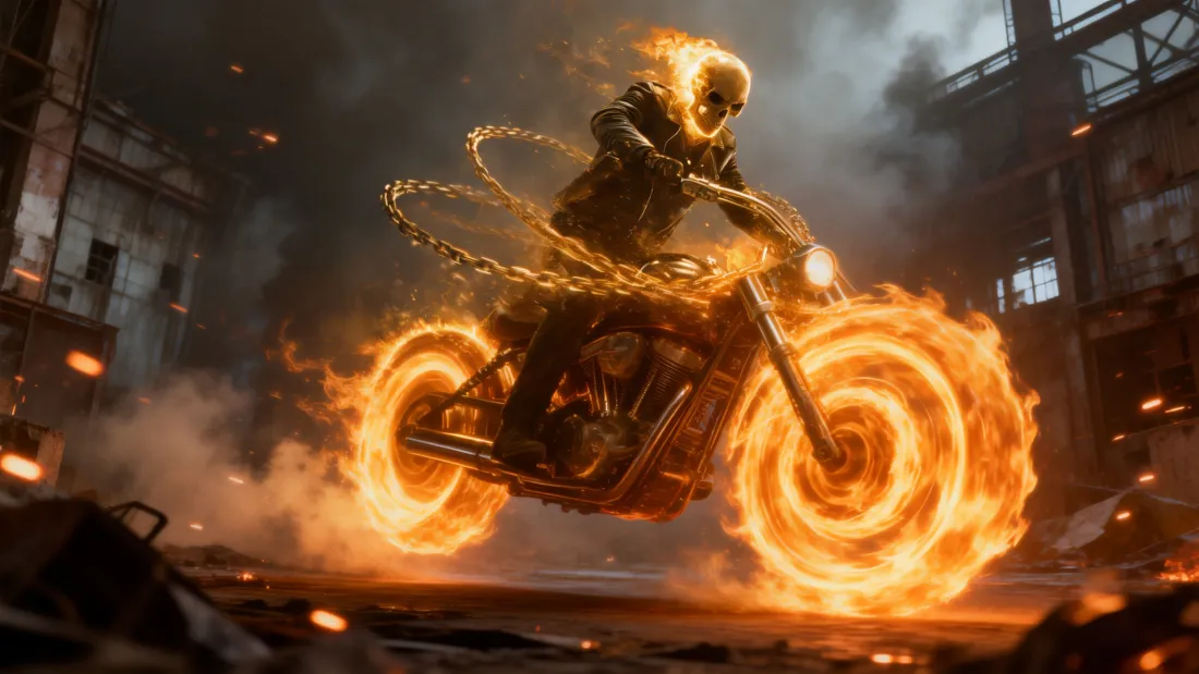 3k恶灵骑士壁纸｜火焰摩托背景图片 - 骷髅审判「哲风壁纸」