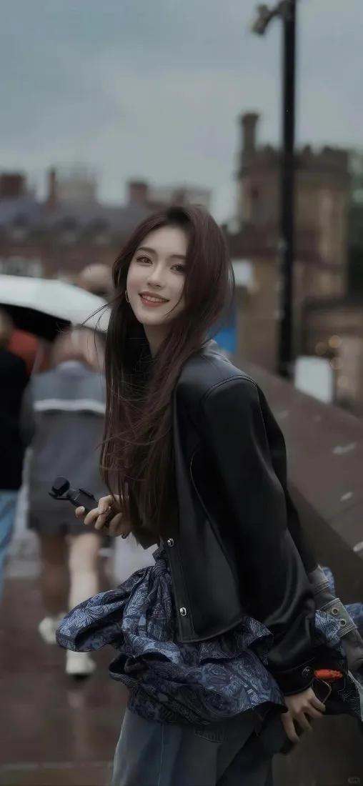 美女手机壁纸｜城市街景背景图片 - 时尚长发美女「哲风壁纸」