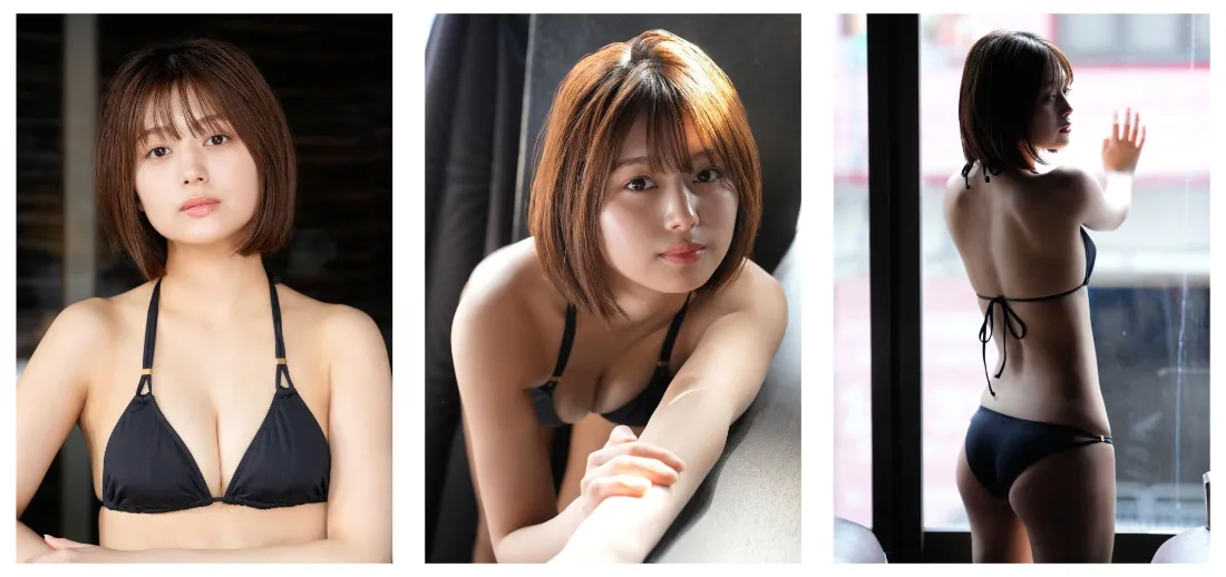 2k短发美女壁纸｜黑色比基尼背景图片 - 室内写真「哲风壁纸」