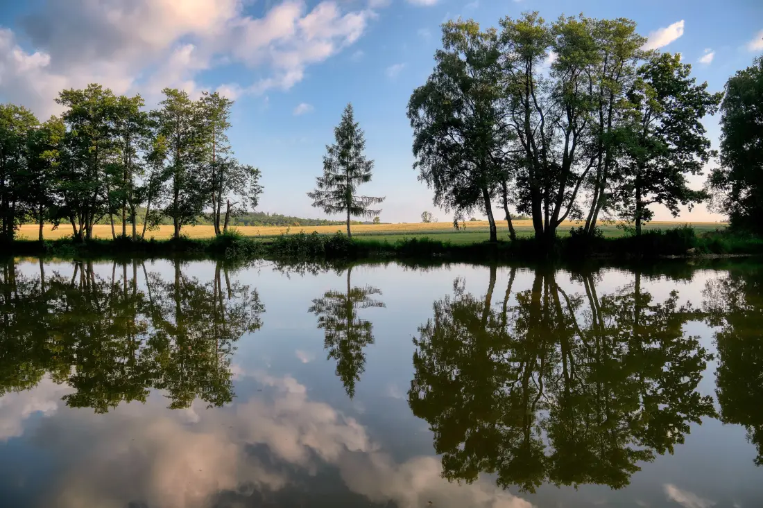 5k自然风景壁纸｜湖水倒影背景图片 - 蓝天绿树「哲风壁纸」