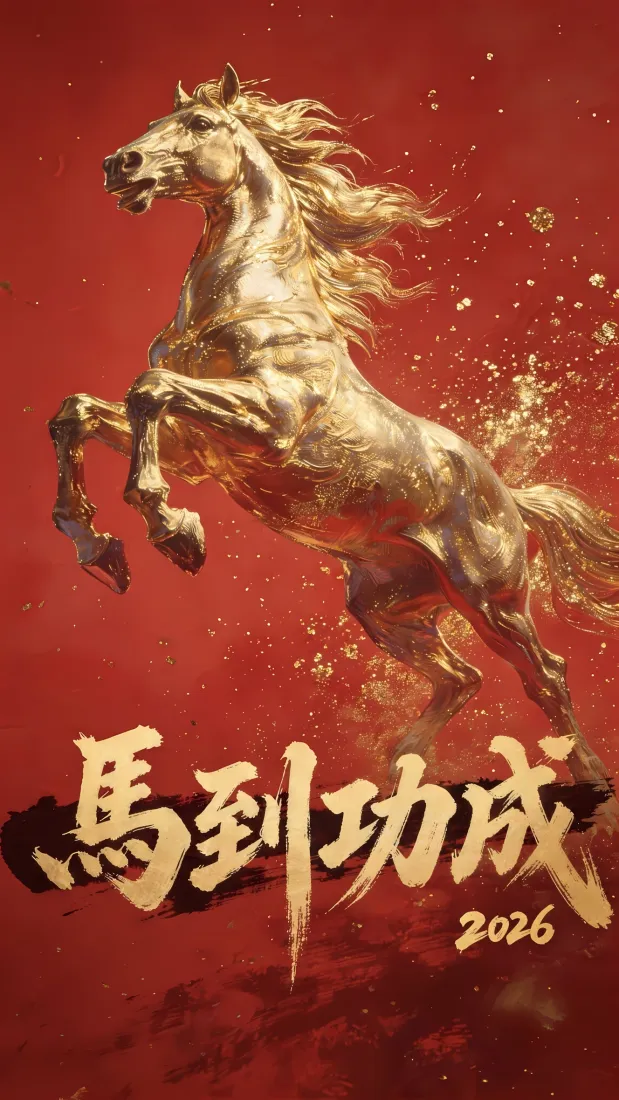 金色骏马手机壁纸｜马到功成背景图片 - 2016喜庆马年「哲风壁纸」