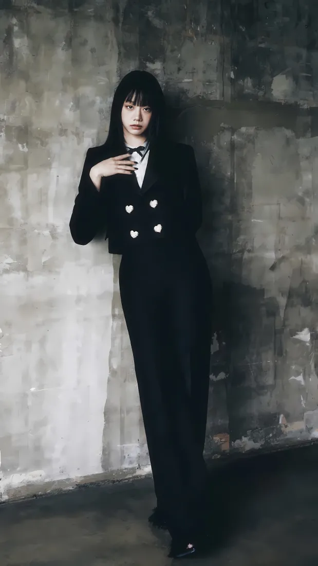 李惠利手机壁纸｜复古墙面背景 - 黑色西装穿搭「哲风壁纸」