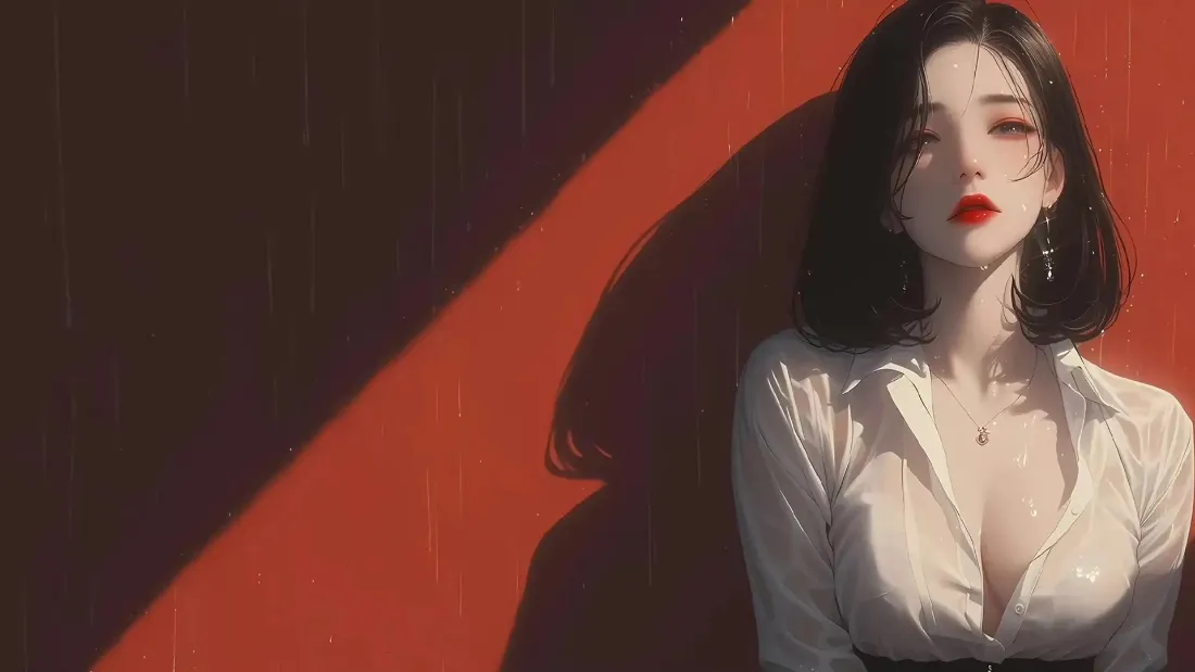 2k红唇美女壁纸｜红色背景图片 - 艺术感「哲风壁纸」