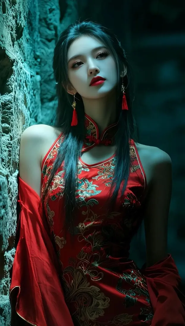 红衣美女手机壁纸｜古风背景图片 - 旗袍「哲风壁纸」