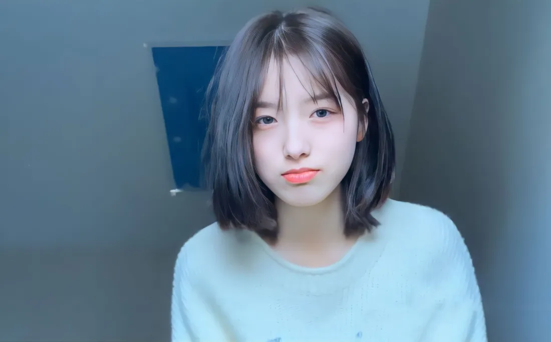 3k短发女生壁纸｜室内背景图片 - 浅蓝色毛衣「哲风壁纸」