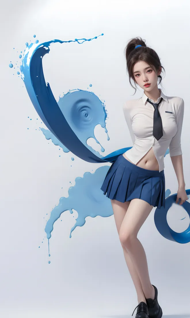 蓝衣女生手机壁纸｜蓝色艺术背景图片 - 校园风「哲风壁纸」