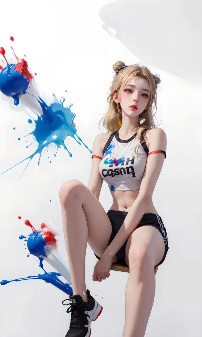 运动装美女手机壁纸｜颜料飞溅背景图片 - GDSF XGDG「哲风壁纸」