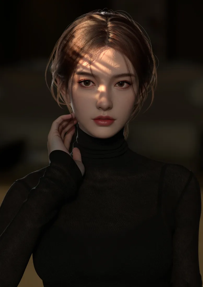 黑衣女性手机壁纸｜暗黑背景图片 - 写实人像「哲风壁纸」