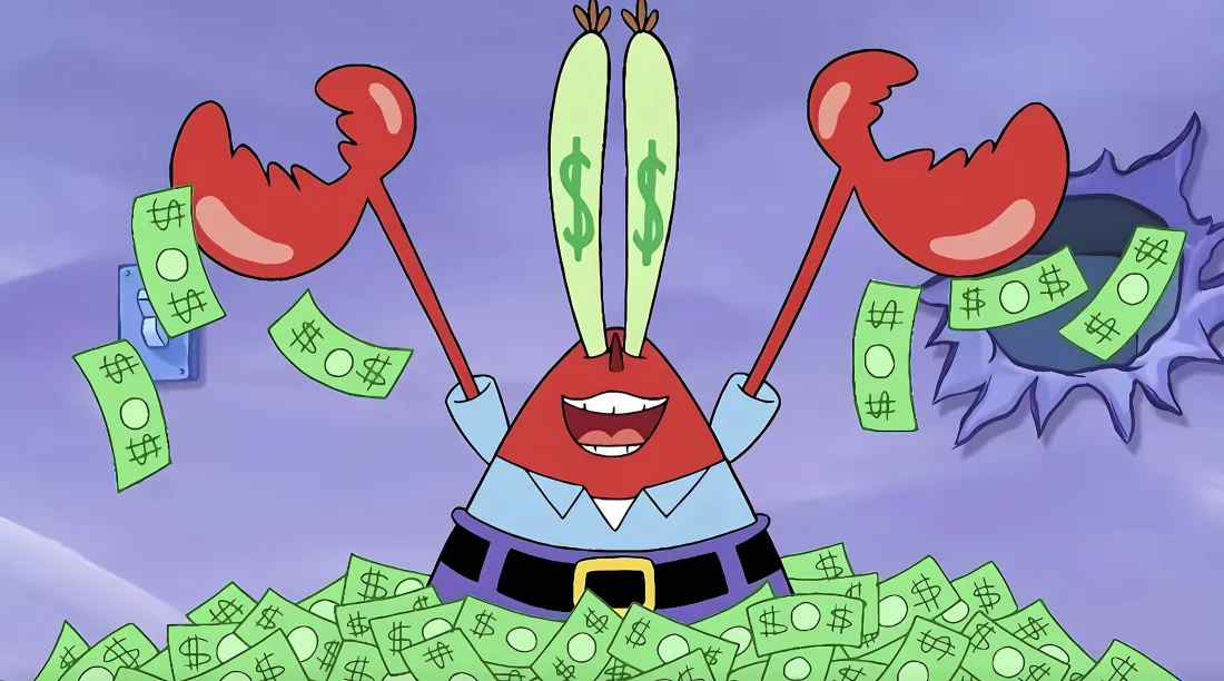 5k蟹老板壁纸｜紫色背景图片 - 钞票美元符号「哲风壁纸」