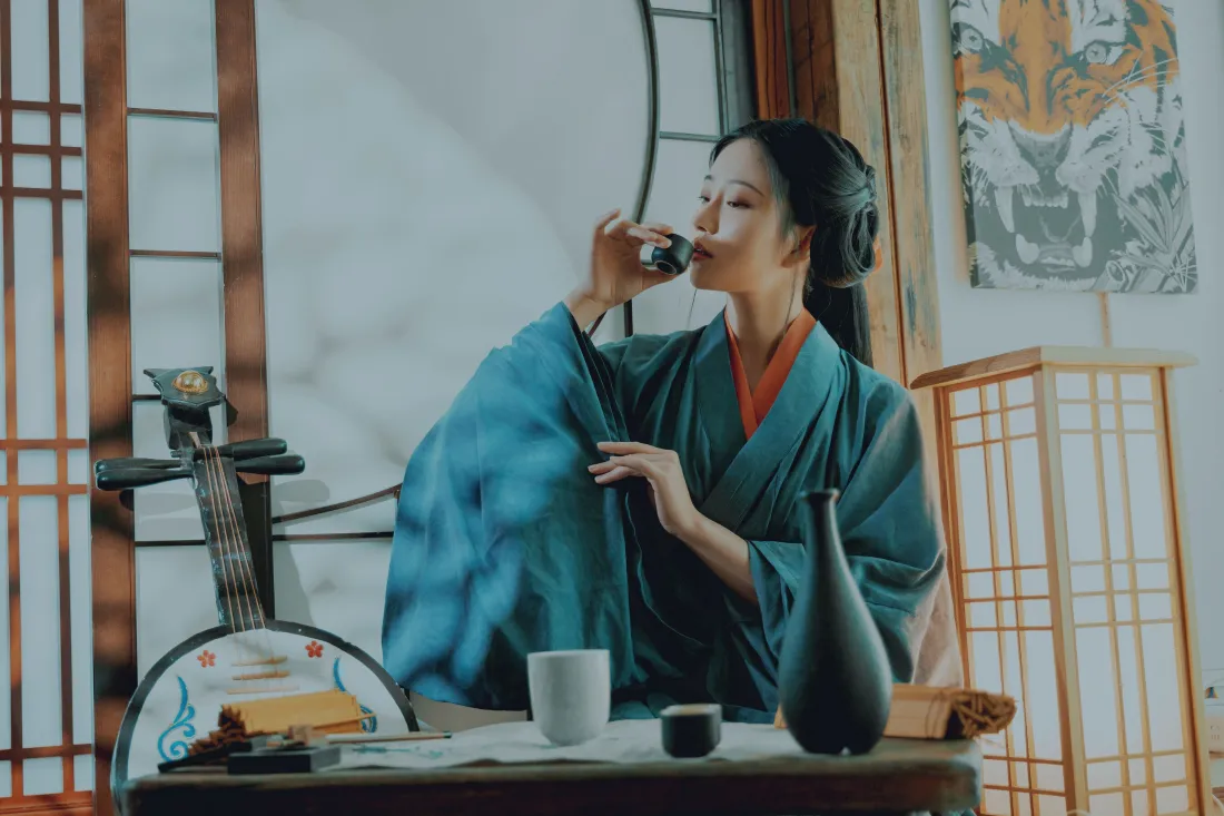 3k古风女子壁纸｜古风背景图片 - 品茶古装「哲风壁纸」