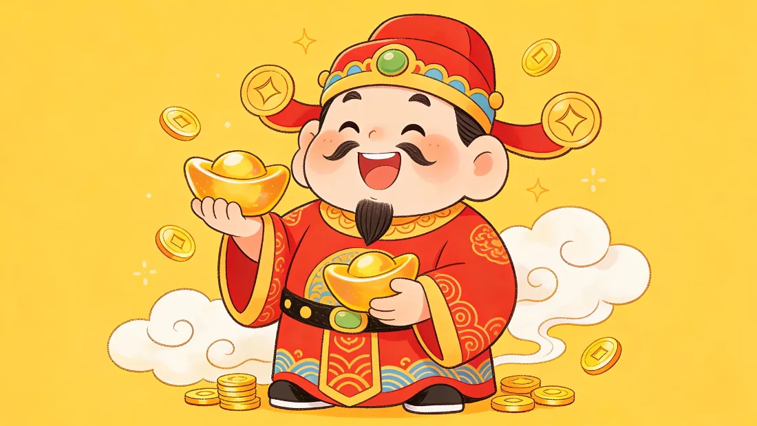 2k财神爷壁纸｜金元宝铜钱背景图片 - 发大财「哲风壁纸」