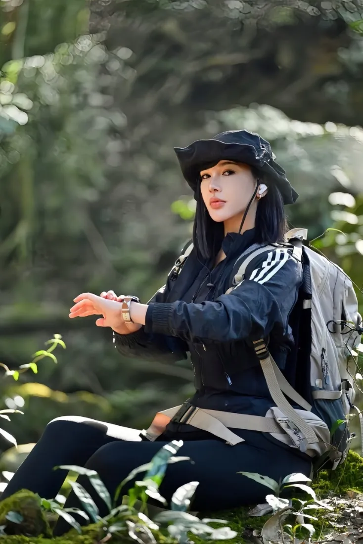 户外女性手机壁纸｜丛林背景图片 - 徒步探险「哲风壁纸」