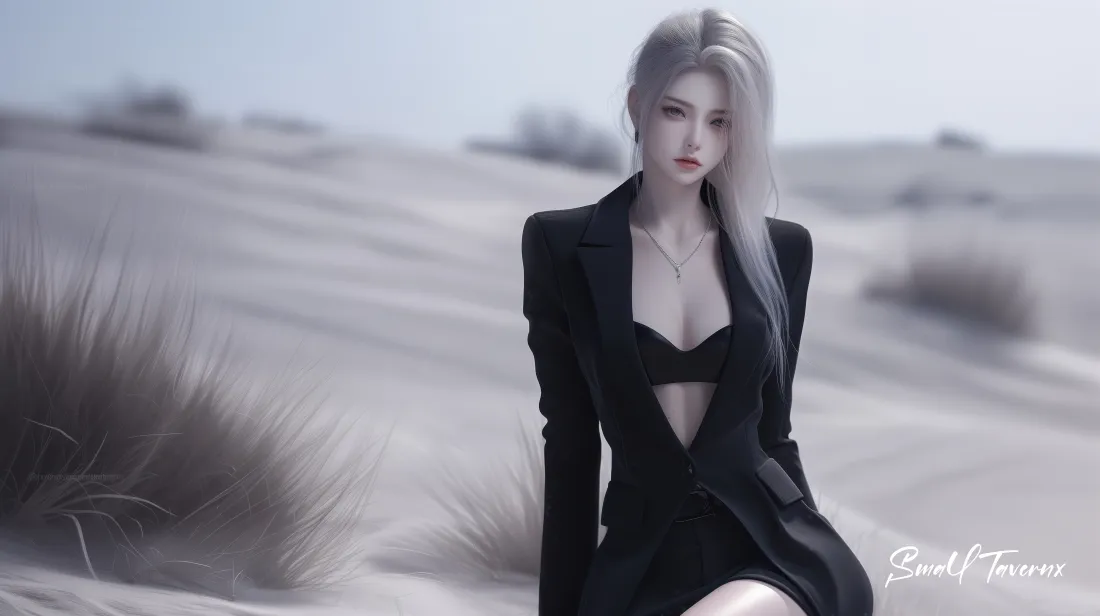 6k黑衣女性壁纸｜沙漠背景图片 - 时尚穿搭「哲风壁纸」