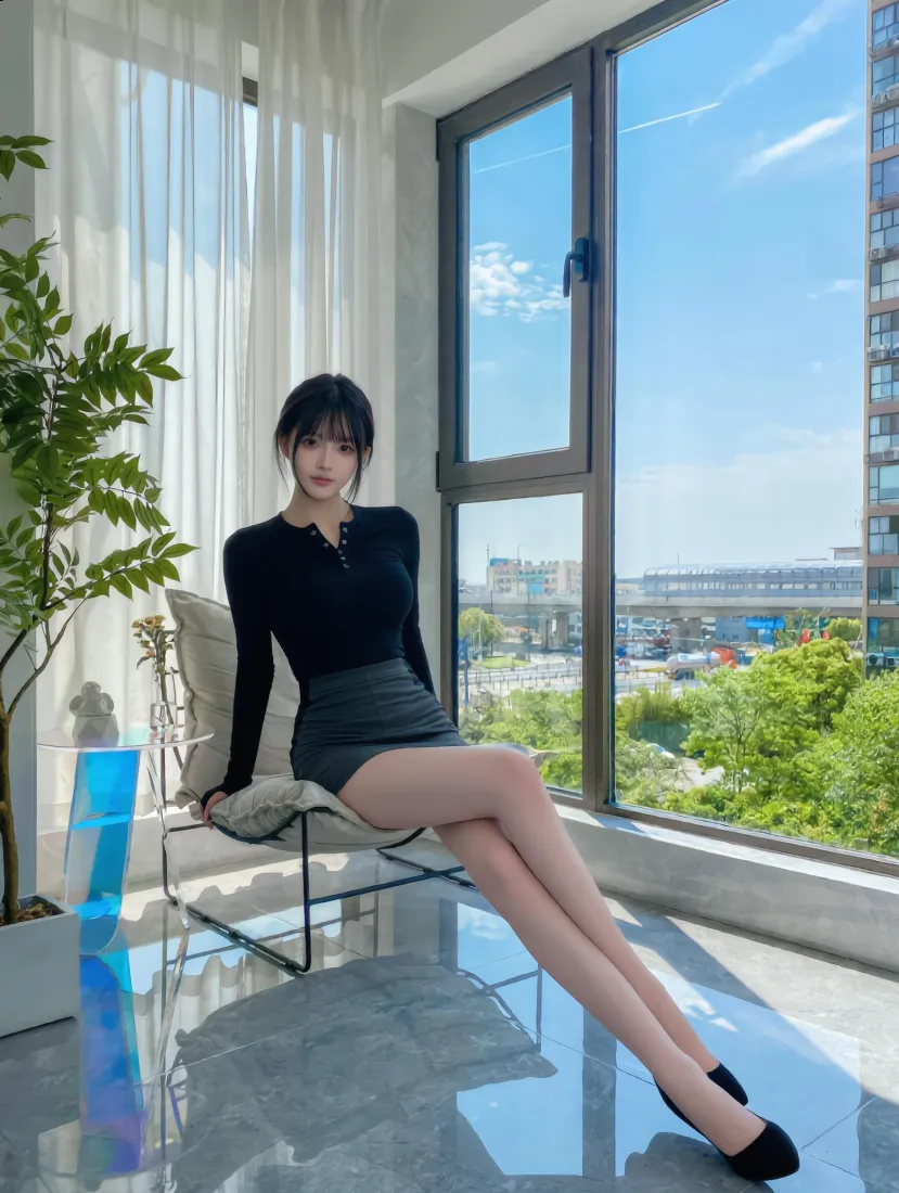 短发女性手机壁纸｜窗边背景图片 - 都市时尚穿搭「哲风壁纸」