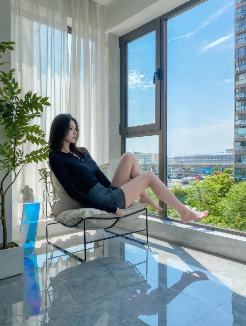 窗边女生手机壁纸｜室内风景背景图片 - 城市景观「哲风壁纸」