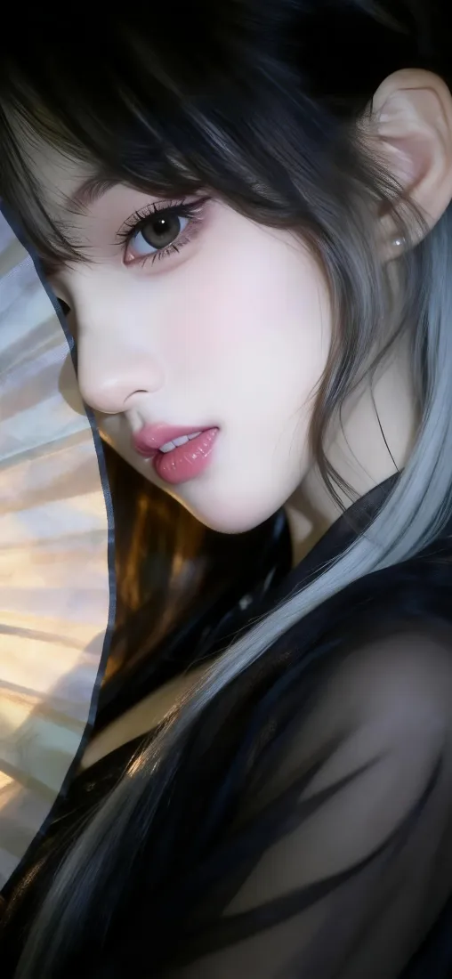 （动漫美女手机壁纸｜手绘背景图片 - 黑发美女）「哲风壁纸」