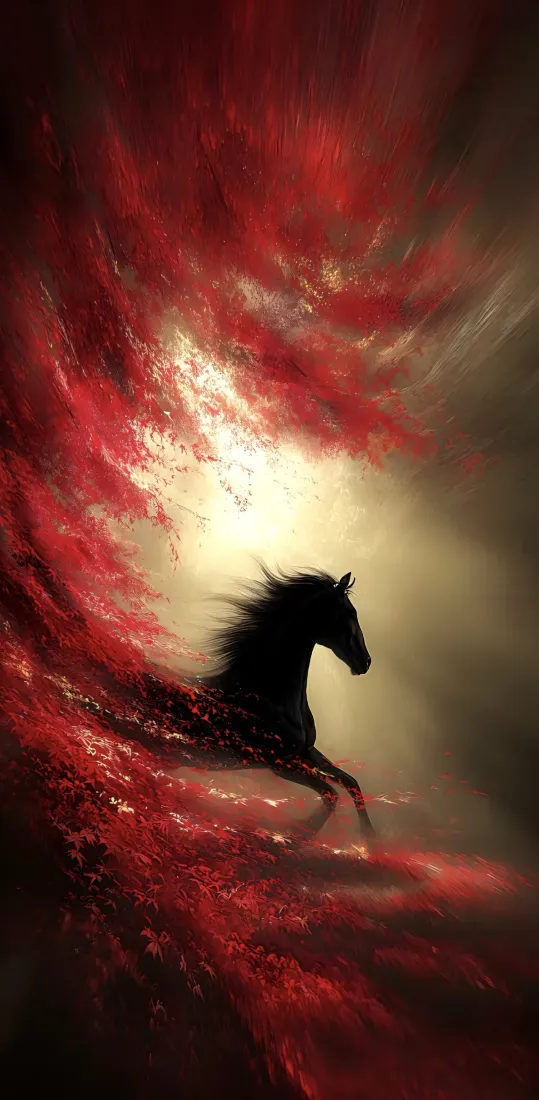 黑马手机壁纸｜红色背景图片 - 奔腾骏马「哲风壁纸」