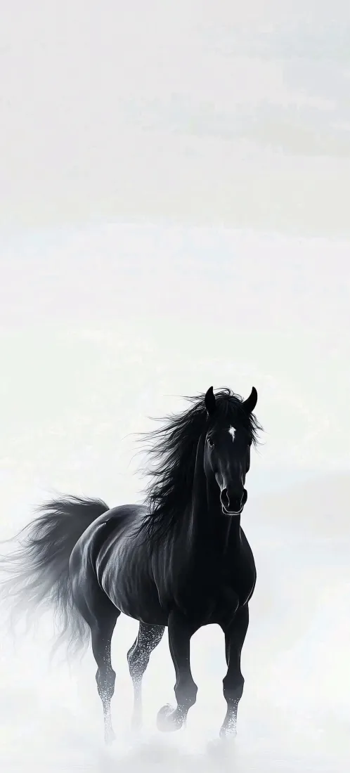 黑马手机壁纸｜简约背景图片 - 奔跑黑骏马「哲风壁纸」