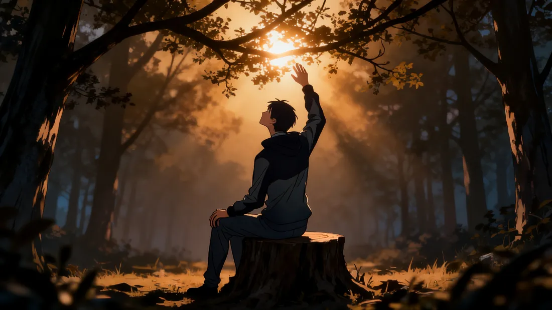 4k孤影壁纸｜森林背景图片 - 逐光风吟暖光「哲风壁纸」