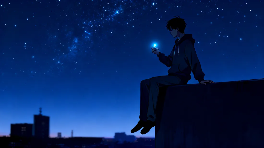 4k逐光壁纸｜星空背景图 - 蓝色动漫人物「哲风壁纸」
