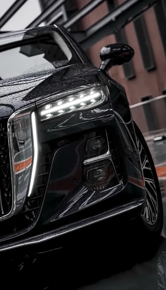 红旗H5手机壁纸｜汽车背景图片 - 车灯细节「哲风壁纸」