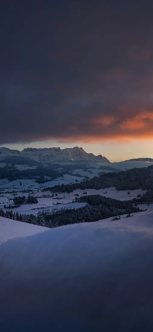 雪景黄昏手机壁纸｜雪山黄昏背景图片 - 自然风景「哲风壁纸」
