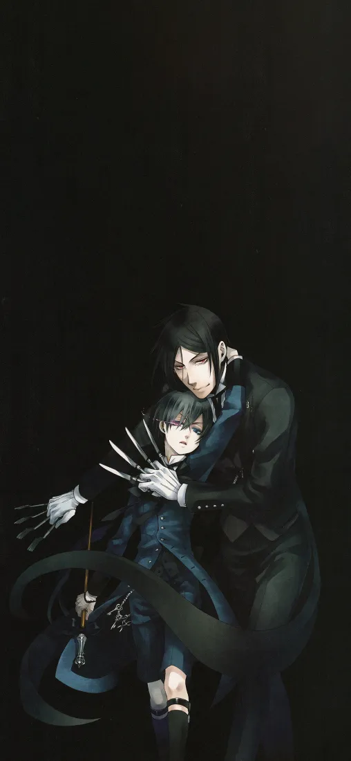 黑执事手机壁纸｜黑色背景 - 夏尔塞巴斯蒂安「哲风壁纸」