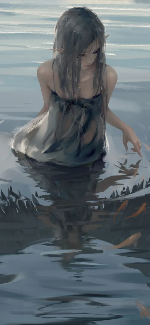 海琴烟手机壁纸｜水中金鱼背景图片 - 鬼刀「哲风壁纸」