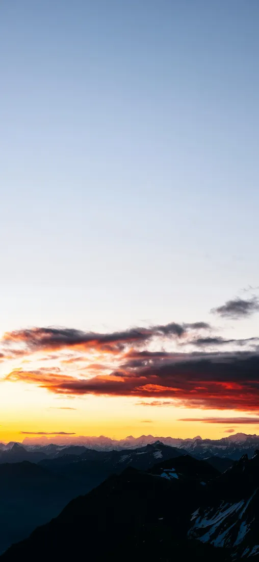 晚霞天空手机壁纸｜自然风景背景图片 - 山脉日落「哲风壁纸」