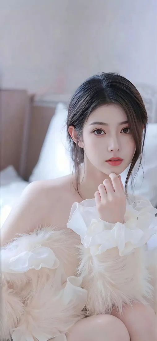 白衣美女手机壁纸｜卧室背景图片 - 羽毛服饰「哲风壁纸」