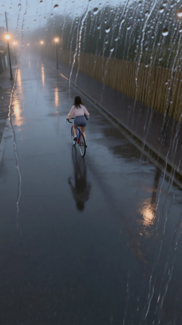 雨夜骑行背影手机壁纸｜雨夜街道背景图片 - 暮色剪影「哲风壁纸」