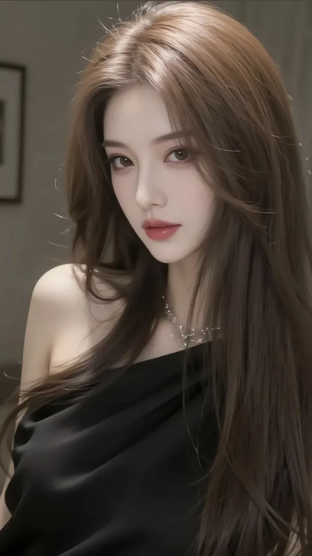 黑衣美女手机壁纸｜室内背景图片 - 优雅气质「哲风壁纸」