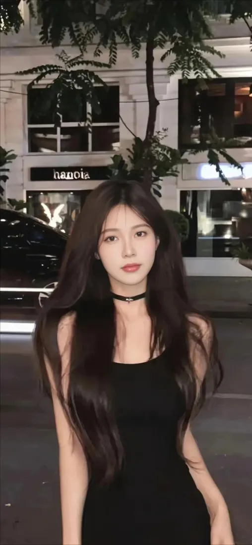 美女手机壁纸｜夜景背景图片 - 黑色连衣裙「哲风壁纸」