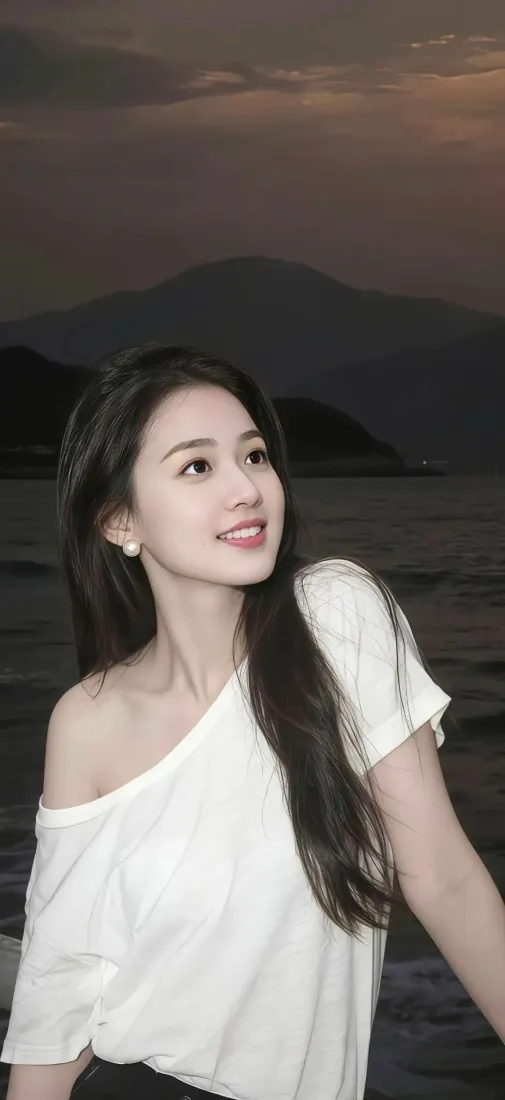 白衣美女手机壁纸｜山水黄昏背景图片 - Ios「哲风壁纸」