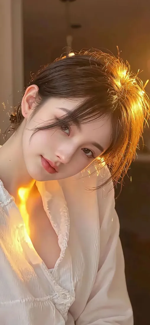 白衣美女手机壁纸｜室内背景图片 - 暖光「哲风壁纸」