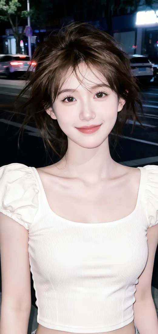 白衣美女手机壁纸｜城市夜景背景图片 - 夜晚「哲风壁纸」