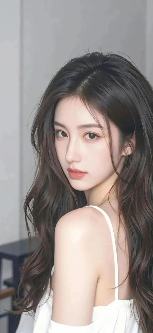 美女手机壁纸｜白色吊带背景图片 - Ios「哲风壁纸」