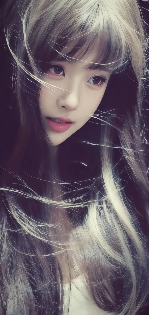 长发美女手机壁纸｜暗色背景图片 - Ios「哲风壁纸」