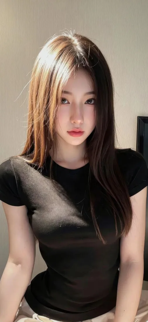 黑衣美女手机壁纸｜室内背景图片 - Ios「哲风壁纸」