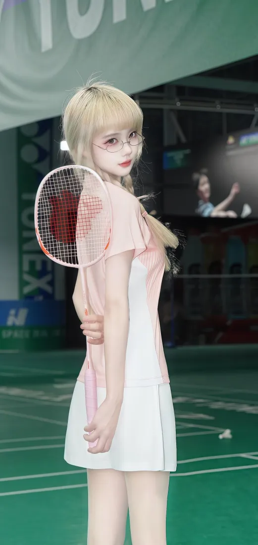 二次元美女手机壁纸｜羽毛球场背景图片 - 运动风「哲风壁纸」