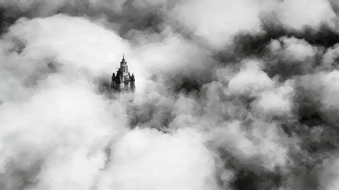 3k建筑尖顶壁纸｜云海背景图片 - 云层宫殿顶「哲风壁纸」