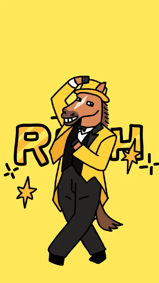 卡通马手机壁纸｜黄色背景图片 - 搞怪西装马「哲风壁纸」