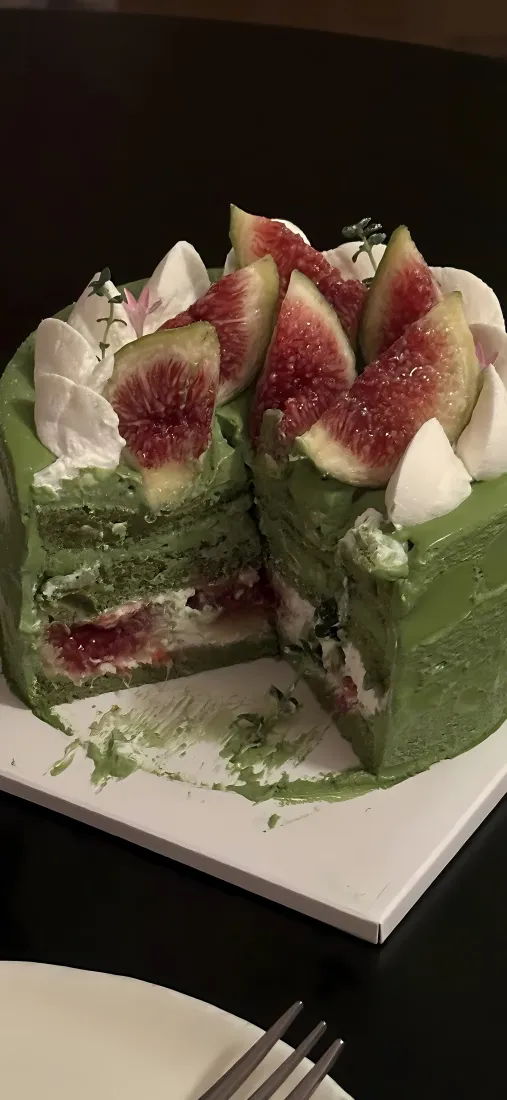 抹茶蛋糕手机壁纸｜无花果甜点背景图片 - 美食「哲风壁纸」