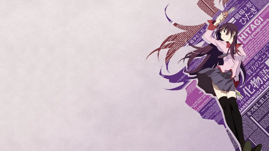 2k战场原黑仪壁纸｜化物语背景图 - 黑丝校服少女「哲风壁纸」