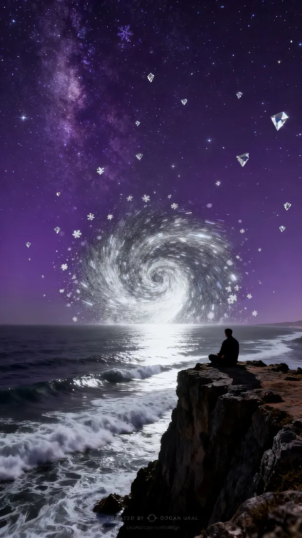 星涡手机壁纸｜科幻背景图片 - 海边星空漩涡星系「哲风壁纸」