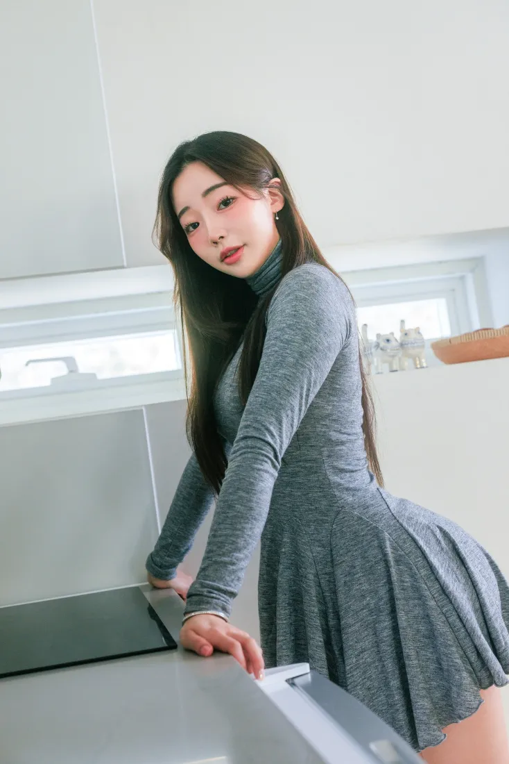 居家女性手机壁纸｜灰色连衣裙背景图片 - 生活居家「哲风壁纸」