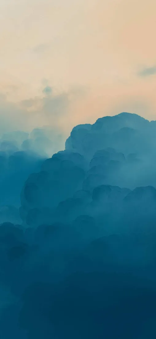 水墨山峦手机壁纸｜蓝色云雾背景图片 - 简约意境「哲风壁纸」