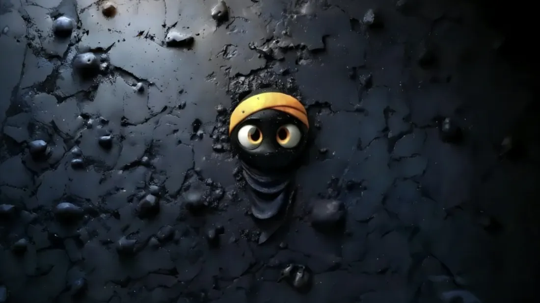 3k黄色头巾卡通壁纸｜黑色裂纹背景 - 可爱萌系「哲风壁纸」